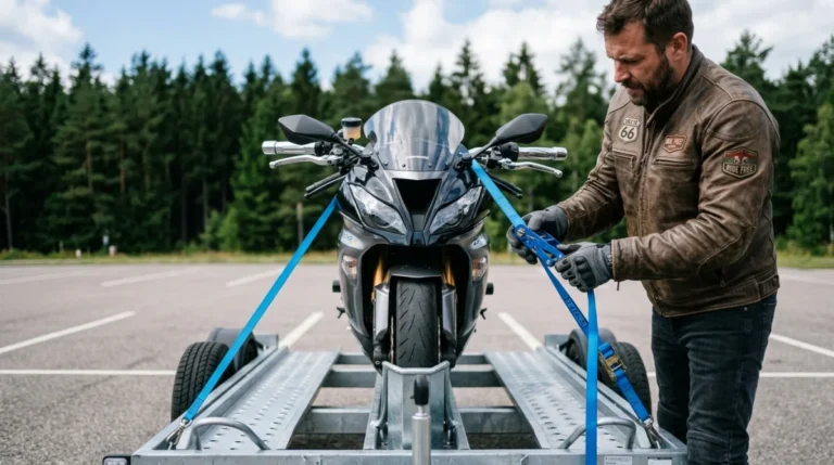 comment sangler une moto sur une remorque